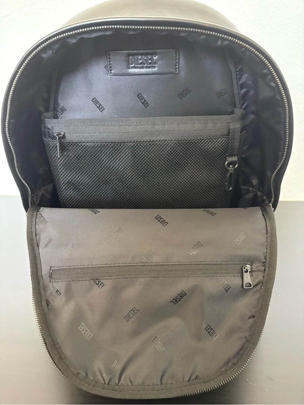 Diesel Holi-D Backpack M Black Oval D Neoprene PU Unisex NWOT